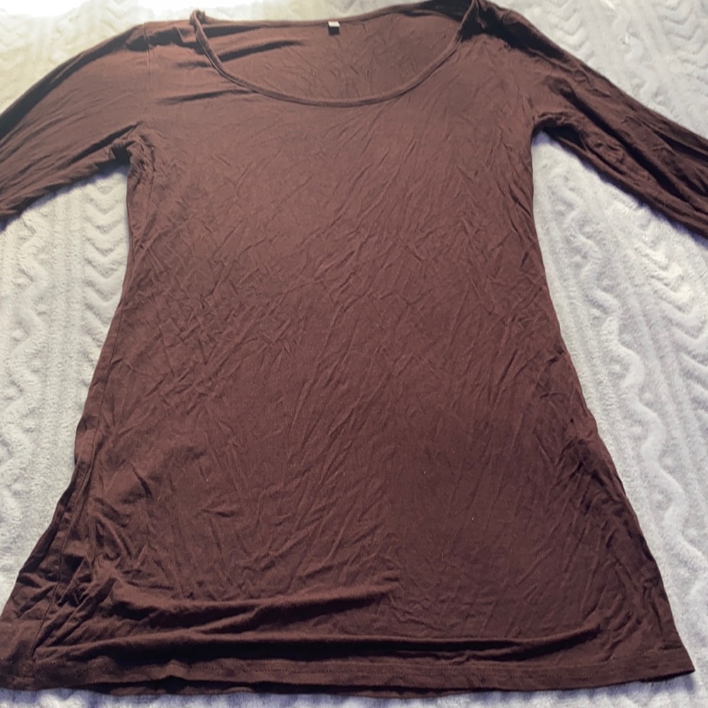 Brown loose long sleeve shirt